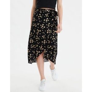 American Eagle Floral Midi Wrap Skirt
